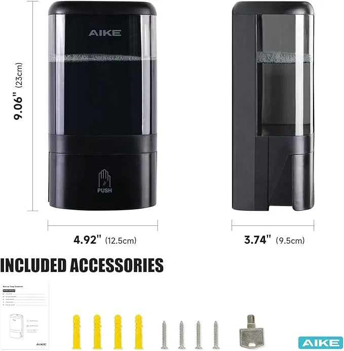 AIKE Wall Mount Liquid Soap Dispenser for Commercial Bathrooms,Offices,Restaurants 40 oz Large Capacity AK1007,Black - ModernBath