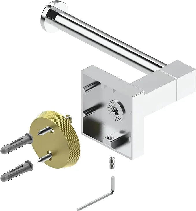 RUACQ Toilet Paper Holder Wall Mount,Square Base Tissue Roll Holder for Bathroom,Toilet Roll Holder Stainless Steel(Chrome) - ModernBath