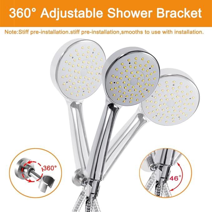 Shower Head Holder All Metal Handheld Shower Wand Bracket Adjustable Handheld Shower Head Holder Wall Mount Shower Wand Bracket for Bathroom,Brushed Stainless Steel - ModernBath