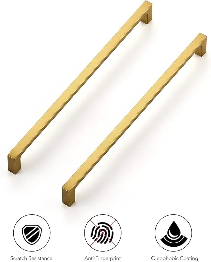 Ravinte 5 Pack 10 Inch Solid Square Cabinet Pulls - Brushed Brass Handles for Kitchen Cabinets & Drawers - ModernBath