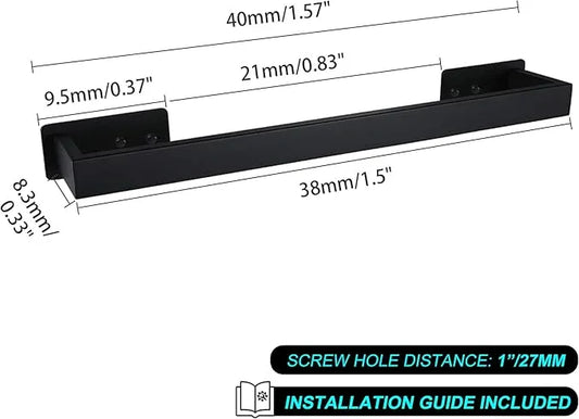 LANC Black Towel Rack for Bathroom Wall Mounted 16-Inch, Matte Black Self Adhesive Towel Bar No Drill Towel Rod, Stick on Hand Towel Holder Stainless Steel,Total Length 16.9 Inch A8310MB-L38 - ModernBath