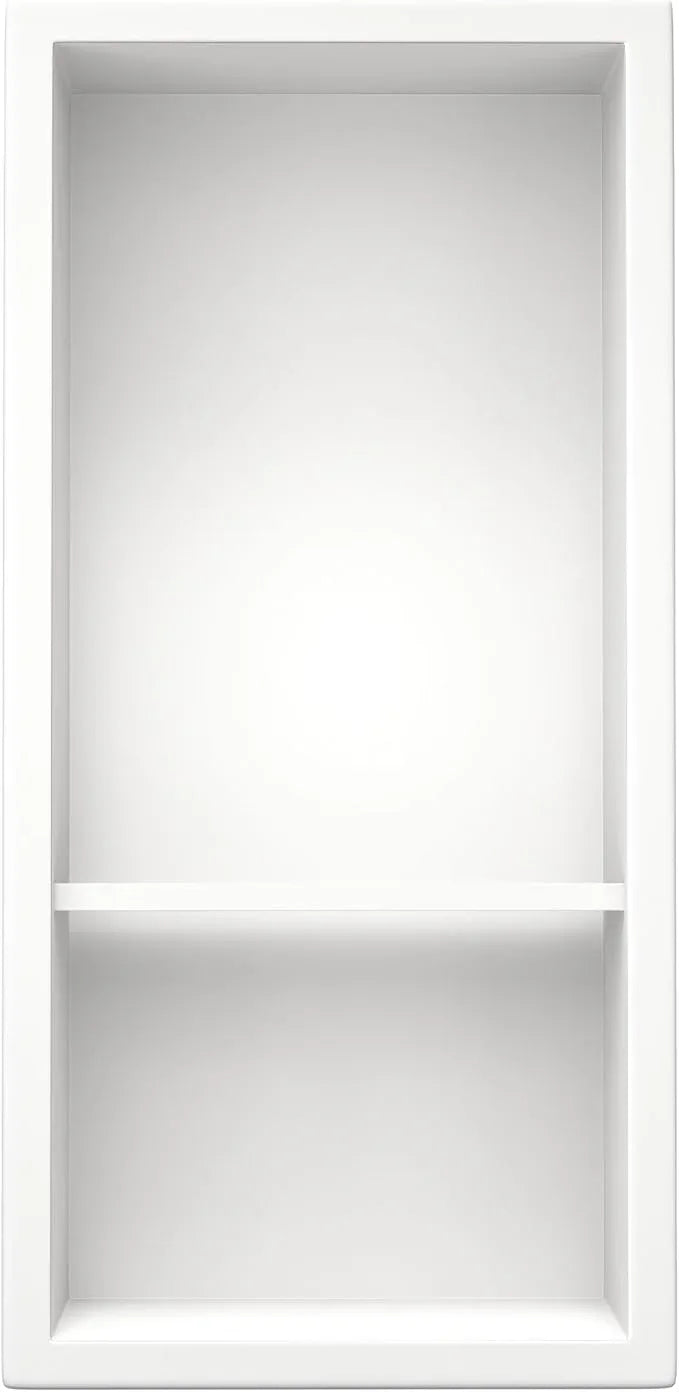 Stainless Steel Shower Niche 18"× 8" White Double Shelves No Tiled Need Recessed Niche Shower for Wall Storage Bathroom Niche Shelf Over-Mounted Installation - ModernBath