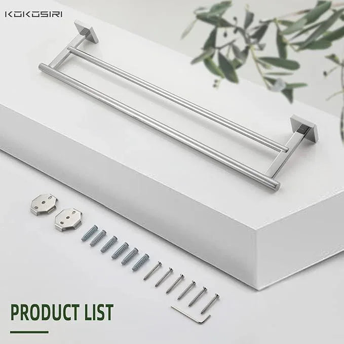 KOKOSIRI Bath Towel Bars Bathroom Double Towel Holder Rack for Toilet Kitchen 24 Inch Necklace Holder Chrome Stainless Steel B5005CH-L24 - ModernBath