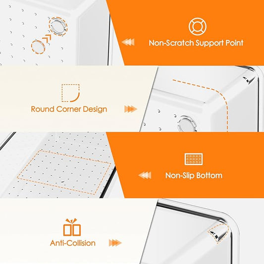 Criusia Drawer Organizer, 10 Pack Large Clear Plastic Set, 3 Size Versatile Bathroom and Vanity Organizer Trays, Storage Bins for Makeup, Bedroom, Kitchen Utensils