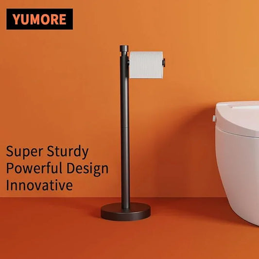 YUMORE Toilet Paper Holder Stand Freestanding, Weighted and Sturdy Matte Black Stainless Steel Design with Non-Slip Cap, Rustproof Tissue Roll Holder for Modern Bathroom, RV - ModernBath