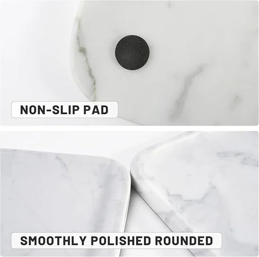 Statuario Marble Vanity Tray - Decorative Organizer for Bathroom Countertop, Dresser, Kitchen Sink - ModernBath