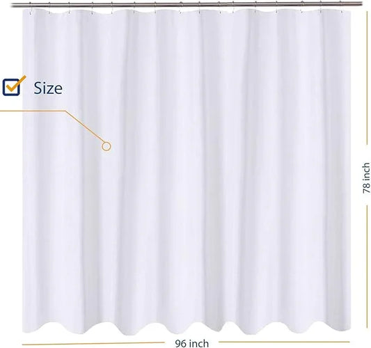 N&Y HOME Fabric Shower Curtain Liner 96 x 78 inch XL Size, Hotel Quality, Washable, Water Repellent, White Bathroom Curtains with Grommets, 96x78 - ModernBath