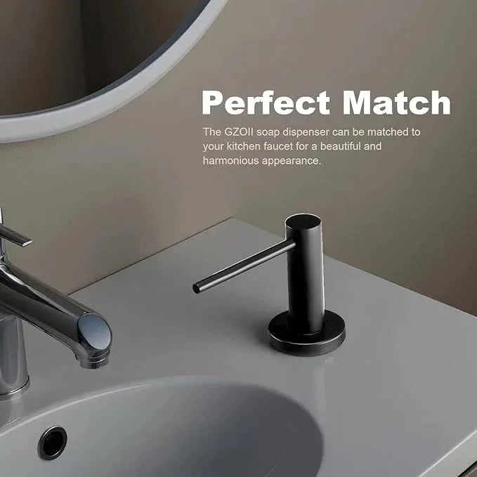 GZOII Soap Dispenser for Kitchean Sink, Built in Black Soap Dispenser Stainless Steel Soap Pump with 40" Extension Tube and 500ml Bottle - ModernBath