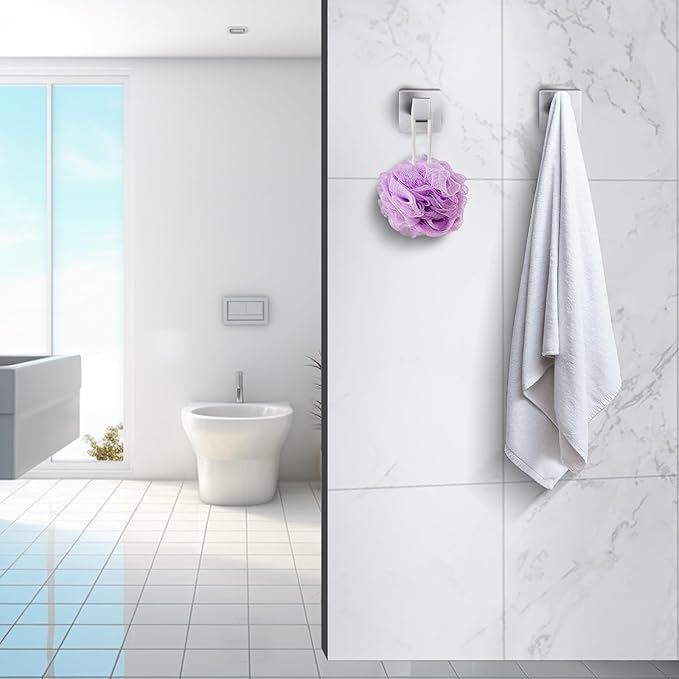 Fenas Towel Hooks for Bathrooms Robe Hook Coat Hook 4 Pack Brushed Nickel Stainless Steel Heavy Duty Wall Mounted Square Hooks for Bathroom Kitchen Bedroom