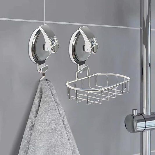 Heavy Duty Vacuum Shower Hooks, Glass Suction Cup Bathroom Robe Hooks - Reusable, No Hole Punched, for Garland Decoration (Gold, 2 Pack) - ModernBath