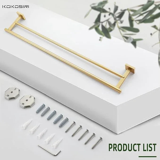 KOKOSIRI Bathroom Towel Bar 32'' Double Towel Holder for Bath Kitchen Cabinet Towel Rails 32 Inch Brushed Gold Stainless Steel B5005BG-L32 - ModernBath