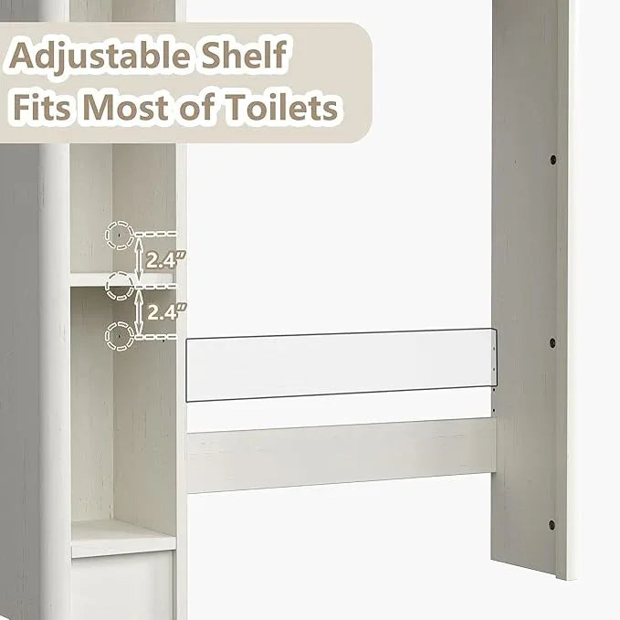 Furnideco Fluted Over The Toilet Storage Cabinet 31''W Modern Above Toilet Storage Cabinet with Fluted Doors & Adjustable Shelf for Bathroom, Antique White - ModernBath