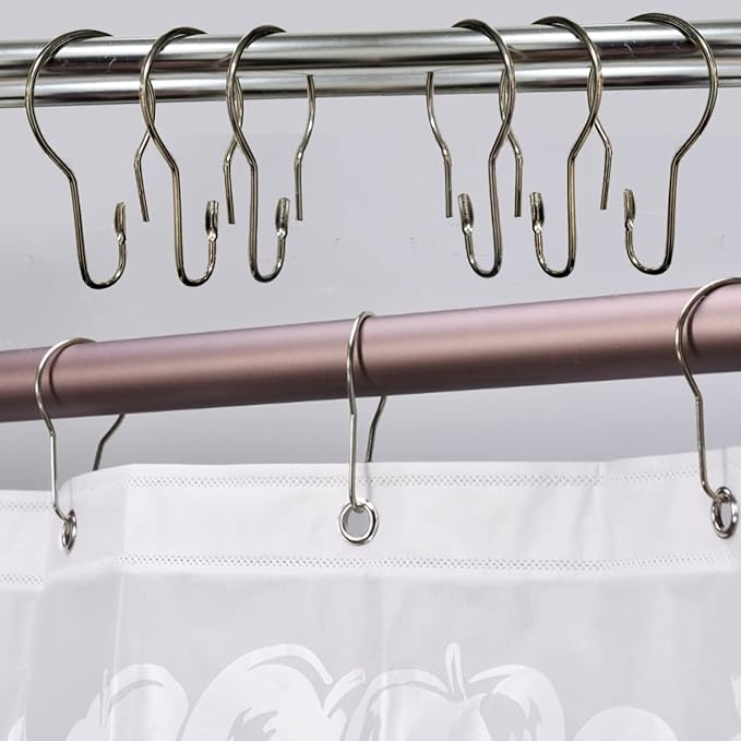 HLCM Shower Curtain Rings Hooks, Rust-Resistant Metal Shower Curtain Hooks, Stainless Steel Shower Curtain Rings for Bathroom Shower Curtain Rod (50PCS)