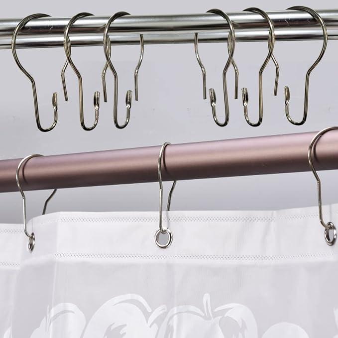 HLCM Shower Curtain Rings Hooks, Rust-Resistant Metal Shower Curtain Hooks, Stainless Steel Shower Curtain Rings for Bathroom Shower Curtain Rod (50PCS) - ModernBath