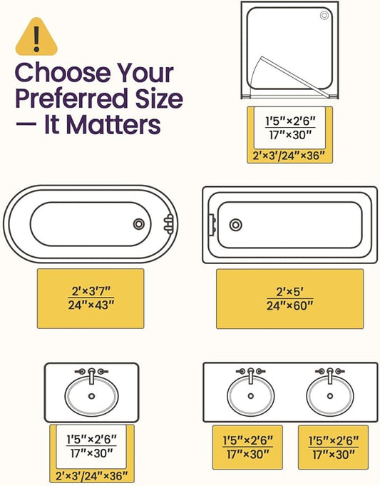 DEXI Bathroom Rugs 24x43, Non Slip Washable Bath Mat, Luxury Chenille Super Absorbent Ultra Thick Bathmats for Shower Floor, Plush Fluffy Shaggy Carpet for Tub, Light Grey