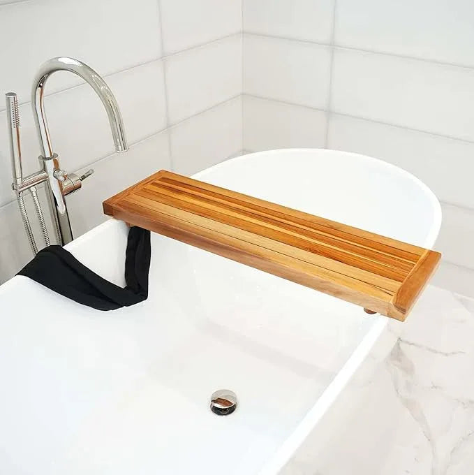 EcoDecors, 34 inch, Bath Tray for Tub, Bath Tub Tray Wood, Bathtub Table, Caddy for Bathtub in Natural Teak - ModernBath