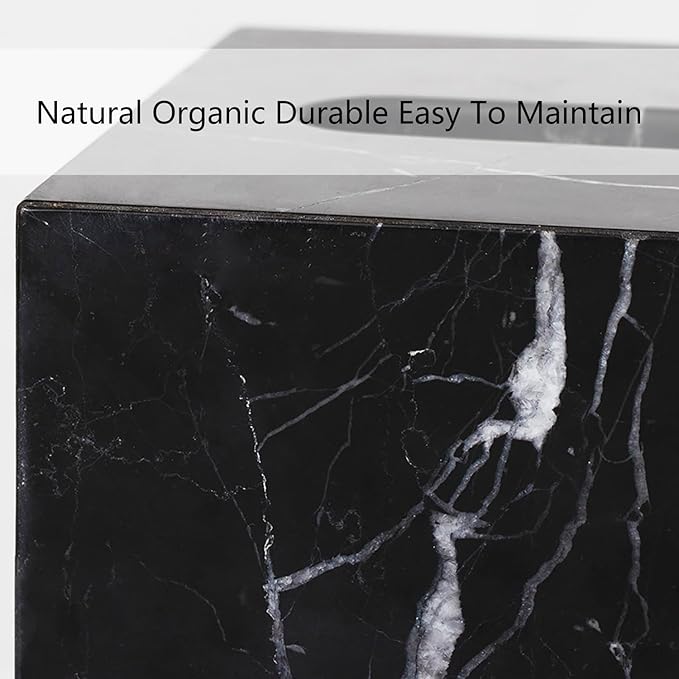Elegant Black Marble Bath Essentials - Elevate Your Bathroom with Luxurious, Timeless Design,Marble Bath Accessories, Craftsmanship (Tissue Box)