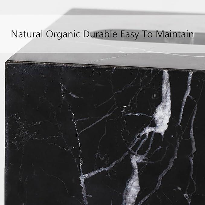 Elegant Black Marble Bath Essentials - Elevate Your Bathroom with Luxurious, Timeless Design,Marble Bath Accessories, Craftsmanship (Tissue Box) - ModernBath