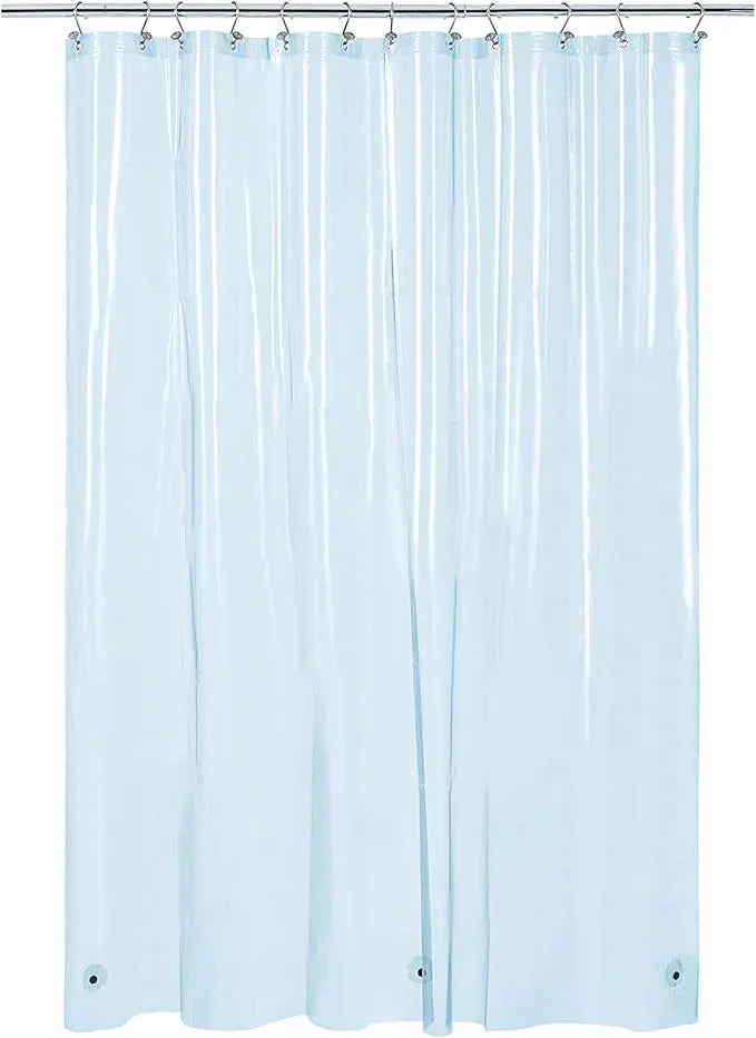 Barossa Design Clear Blue Long Shower Curtain Liner 78" Height - 3 Magnets & Waterproof Lightweight PEVA Shower Liner for Bath Tub, PVC Free, Metal Grommets, Clear Blue, 72x78 - ModernBath
