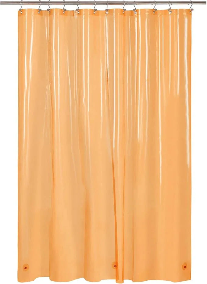 Barossa Design Clear Orange Long Shower Curtain Liner 78" Height - 3 Magnets & Waterproof Lightweight PEVA Shower Liner for Bath Tub, PVC Free, Metal Grommets, Clear Orange, 72x78 - ModernBath