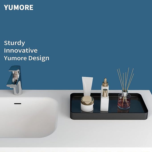 YUMORE Counter Organizer for Bathroom Decor,Bathroom Organizer Countertop,Tempered Glass Storage Shelves, Makeup Tray for Vanity & Bathtub (1 Tier-Pro Max)