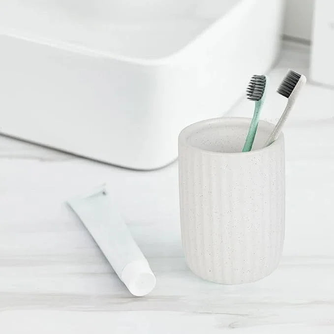 VivaBelle 8 oz Toothbrush Holders for Bathroom, Ceramic Tooth Brushing Dispenser, Small Tooth Brush Organizer for Countertop, Toothpaste Storage Stand, Tumbler Storage Cup for Makeup Brushes -Black - ModernBath