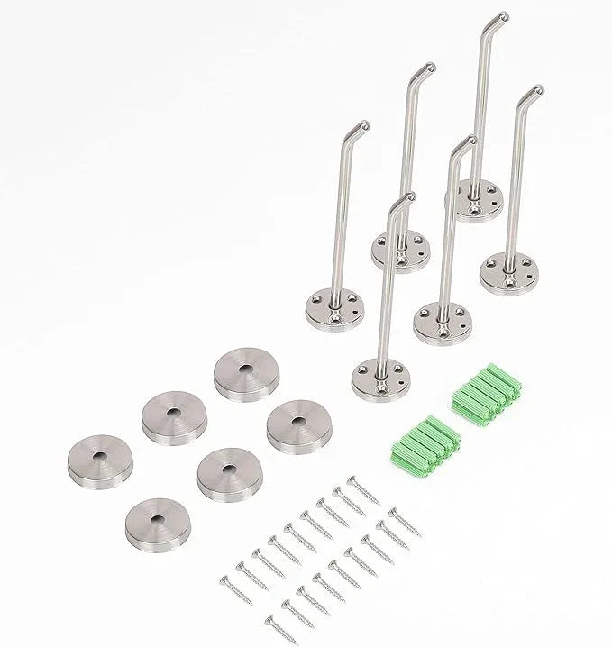 NearMoon Coat Hooks, Wall Mount Hooks for Hanging Hat Hurse Robe, 304 Stainless Steel Heavy Duty Towel Hangers for Bathroom Livingroom Hotel Kitchen Garage, 6 Pack (8 Inch, Brushed Nickel) - ModernBath
