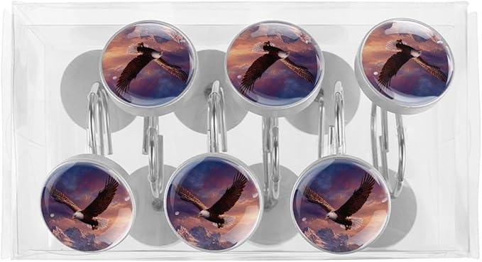 Flying Eagle Shower Curtain Hooks Rings, Stainless Steel Rust Proof Shower Curtain Hooks, Decorative Shower Hooks for Bathroom Shower Rods Curtains, Set of 12 - ModernBath