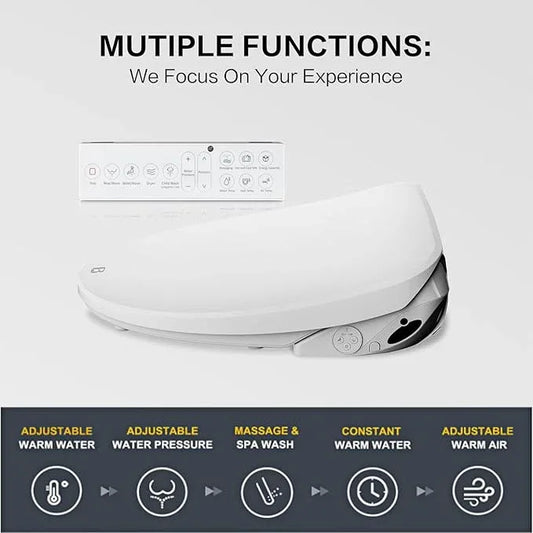 Bejoan Elongated Bidet Toilet Seat X5, Electric Heated Bidet with Soft Close, Bidet Attachment for Toilet Warm Water with Air Purification - ModernBath