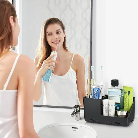 PARKMANI Toothbrush Holders for Bathrooms, Kids Electric Toothbrush and Toothpaste Holder, Toothbrush Organizer with Drainage, Tooth Brush Holder for Bathroom Countertop Organizer (Black) - ModernBath
