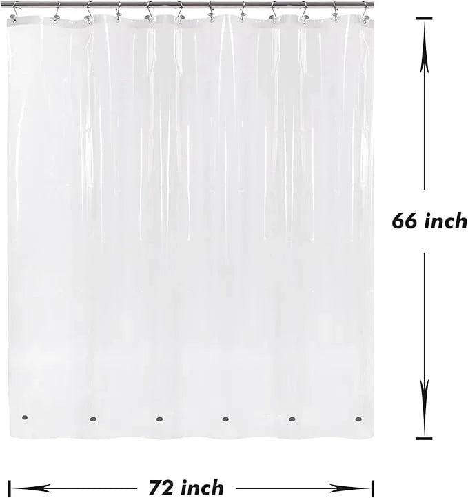 Barossa Design Short Shower Curtain or Liner with 6 Weighted Magnets, 72 x 66 inch Length, Heavy Duty PEVA, Waterproof, PVC Free, 12 Metal Grommets, Clear, 72x66 - ModernBath