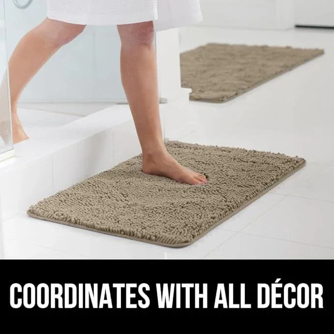 GORILLA GRIP Bathroom Rug Sets, Soft Chenille 2 Piece Area Rugs Set, Toilet Base Mat and 30x20 Carpet, Absorbent Microfiber Washable Mats Dry Quickly, Home Décor and Bath Room Accessories, Gray Beige - ModernBath