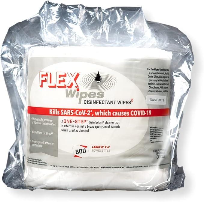 Flex Wipes 10801 Disinfecting Wipes, 2 Rolls Per Case; 8'' x 6'' Wipe in Rolls of 800, 2 Count (Pack of 1) - ModernBath