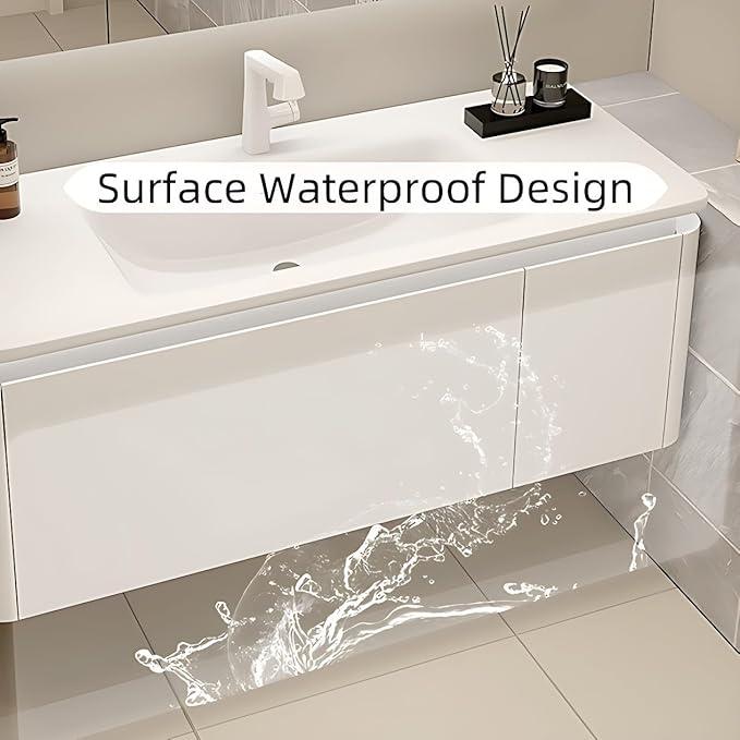 40in Luxury White Bathroom Cabinet - Oversized Drawer & Intelligent Defogging & High-Definition LED Lighting & Suspended Bathroom Cabinet | Bathroom Vanity with Sink - ModernBath