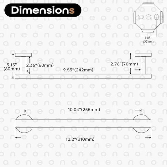 12 Inch Bathroom Towel Bar Bath Towel Rack Kitchen Towel Holder Towel Ring Wall Mounted SUS304 Stainless Steel Brushed Gold AN4001GD-L12 - ModernBath