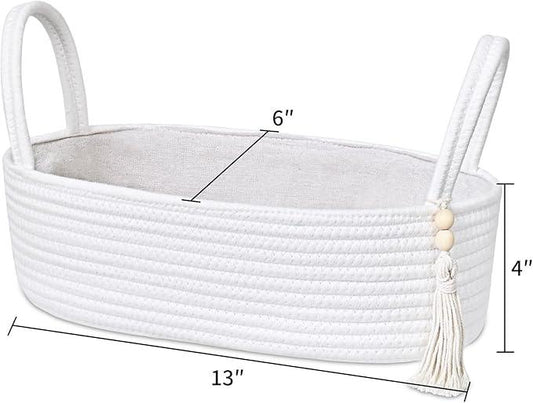 ABenkle Small Storage Basket for Toilet Tank Top - Jute Rope Woven Organizer with Handle, Boho Countertop Bathroom Decor, Toilet Paper Holder, 13x6x4 Inch - ModernBath