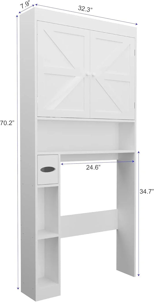 Over-The-Toilet Storage Cabinet with 2 Doors,Home Space-Saving Toilet Rack, Farmhouse Style for Bathroom, Restroom, Laundry - ModernBath