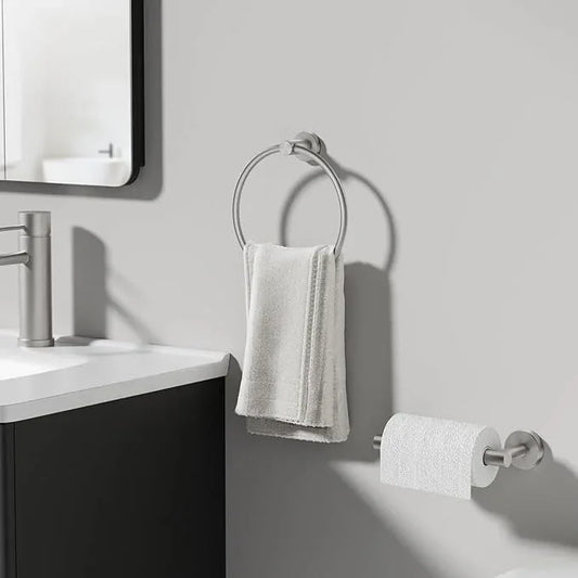 Toilet Paper Holder and Towel Ring Set 2PCS Wall Mount, Brushed Nickel Bathroom Hardware Set, Stainless Steel Hand Towel Holder Toilet Paper Roll Holder Set, Bathroom Accessories for Bathroom Kitchen - ModernBath