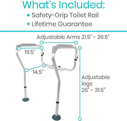 Vive Toilet Safety Rails for Seniors - Adjustable Grab Bars for Toilet - Toilet Safety Frame - Toilet Assistance for Elderly & Disabled - Toilet Seat with Handles - Bathroom Assist Bar Support Aid - ModernBath