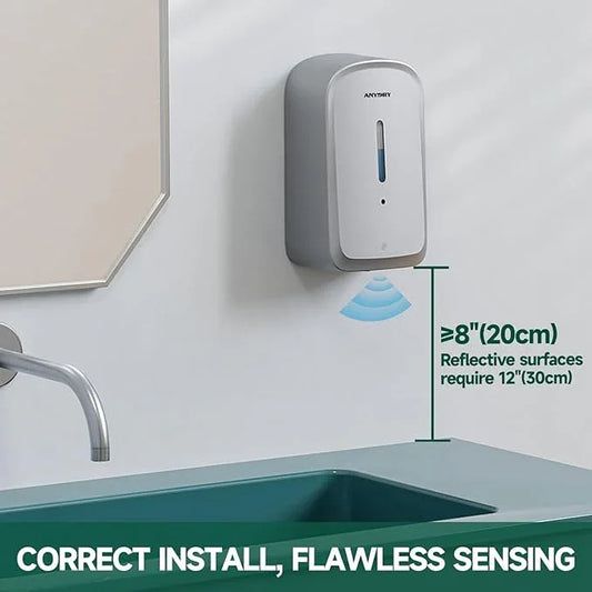 anydry Commercial Automatic Soap Dispenser Large 34oz/1000ml Capacity Wall-Mounted Touchless Liquid Dispenser for High-Traffic Restrooms, Offices, Hospitals Model AD1220S Silver - ModernBath