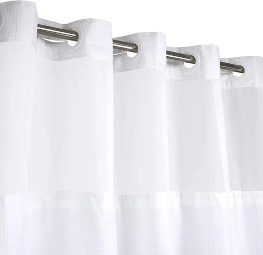 River Dream Extra Long Shower Curtains No Hooks Waffle Weave Shower Curtain with Snap in Liner - 71W x 86H,Hotel Grade,Spa Like Bath Curtain,White - ModernBath