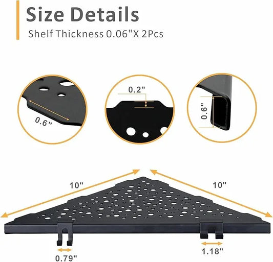 Corner Shower Shelf with 4 Hooks,10 Inch 304 Stainless Steel Recessed Bathroom Shelves,No-Drilling Installation for Tiled Wall,Matte Black, 2-Pack - ModernBath