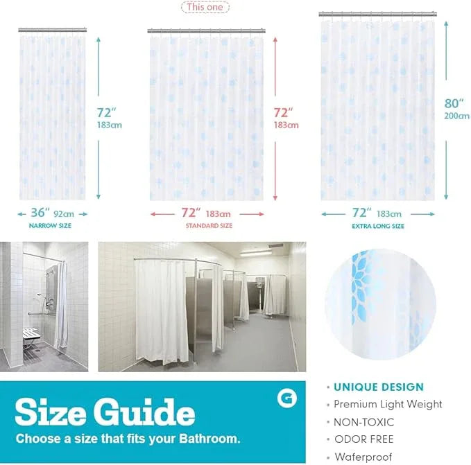Ga-Geetopia White Snow Thin Plastic Shower Curtain or Liner 72" x 72" Water Repellent Lightweight Odorless Bathroom Showroom Curtain Liner with Rustproof Metal Grommet Holes, Magnets - ModernBath