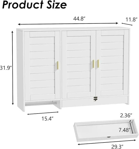 PAKASEPT 44.8" W Kitchen Wall Cabinet, Laundry Room Cabinets - Bathroom Wall Cabinet with Flip-Bottom Drawer and Hanging Rod, Storage Cabinets for Bathroom, Kitchen, Entryway, Laundry Room - ModernBath