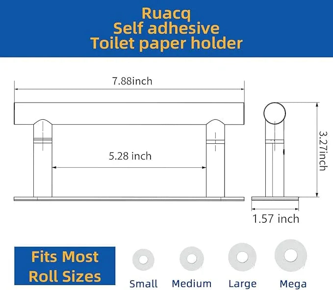 RUACQ Toilet Paper Holder, Self-Adhesive or Wall Mount, SUS304 Stainless Steel Rustproof Stick on Toilet Paper Roll Holder, No Drilling Bathroom Tissue Holder, Modern Pivoting Design (Chrome) - ModernBath