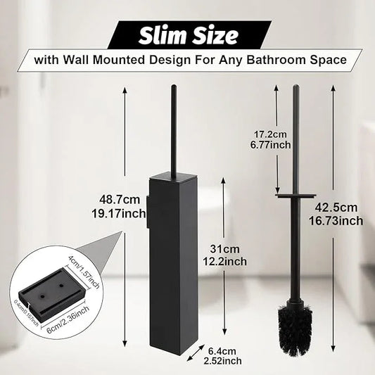 BGL Toilet Brush and Holder Set Matte Black Wall Mounted for Bathroom Square Design - ModernBath