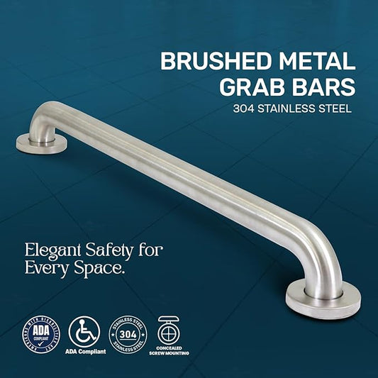 Highcraft Grab Bar for Bathtubs and Showers, Shower Grab Bars for Seniors and Elderly, Safety Bar for Bathroom 48" x 1.5" ADA Compliant Grab Bar, Heavy Duty Stainless Steel Shower Handle Wall Mount