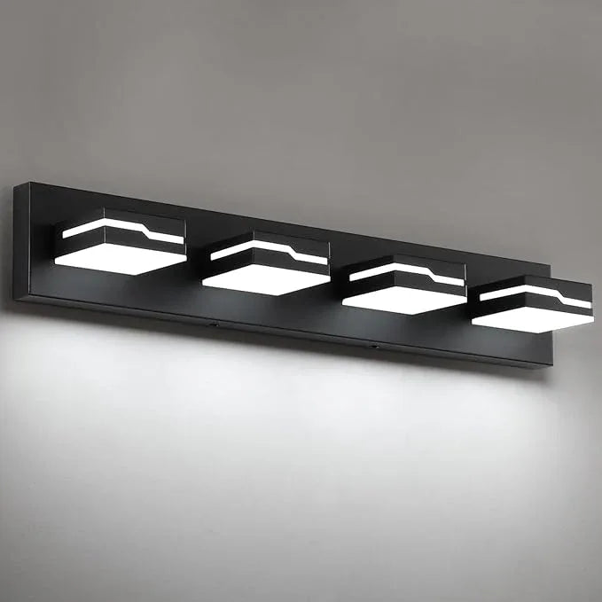 Merexcint LED Modern Bathroom Vanity Light Fixtures 4-Light, 25.5 inch Dimmable Black Vanity Lights for Bathroom Lighting Fixtures Over Mirror, with 350°Rotatable Acrylic Heads(White Light 5500K) - ModernBath