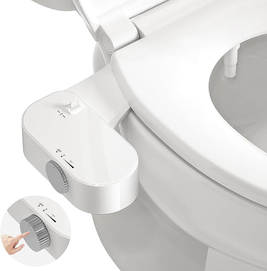 THAMEBA Bidet Attachment for Toilet Seat, Self-Cleaning Bidet Toilet Seat Attachment with Adjustable Bidet Sprayer & Angle Control, Easy Installation (Chrome)