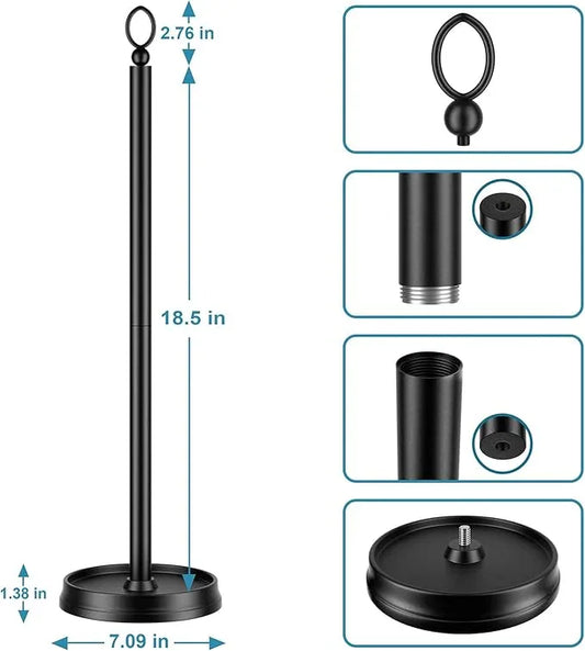 Heavy Weighted Toilet Paper Holder (with Reserve Function) Free Standing, Spare Toilet Paper Roll Storage Stand for Bathroom Total Height 22.5" ,Matte Black - ModernBath